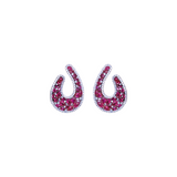 14.24ct Diamond Ruby 18K Gold Curved Earrings