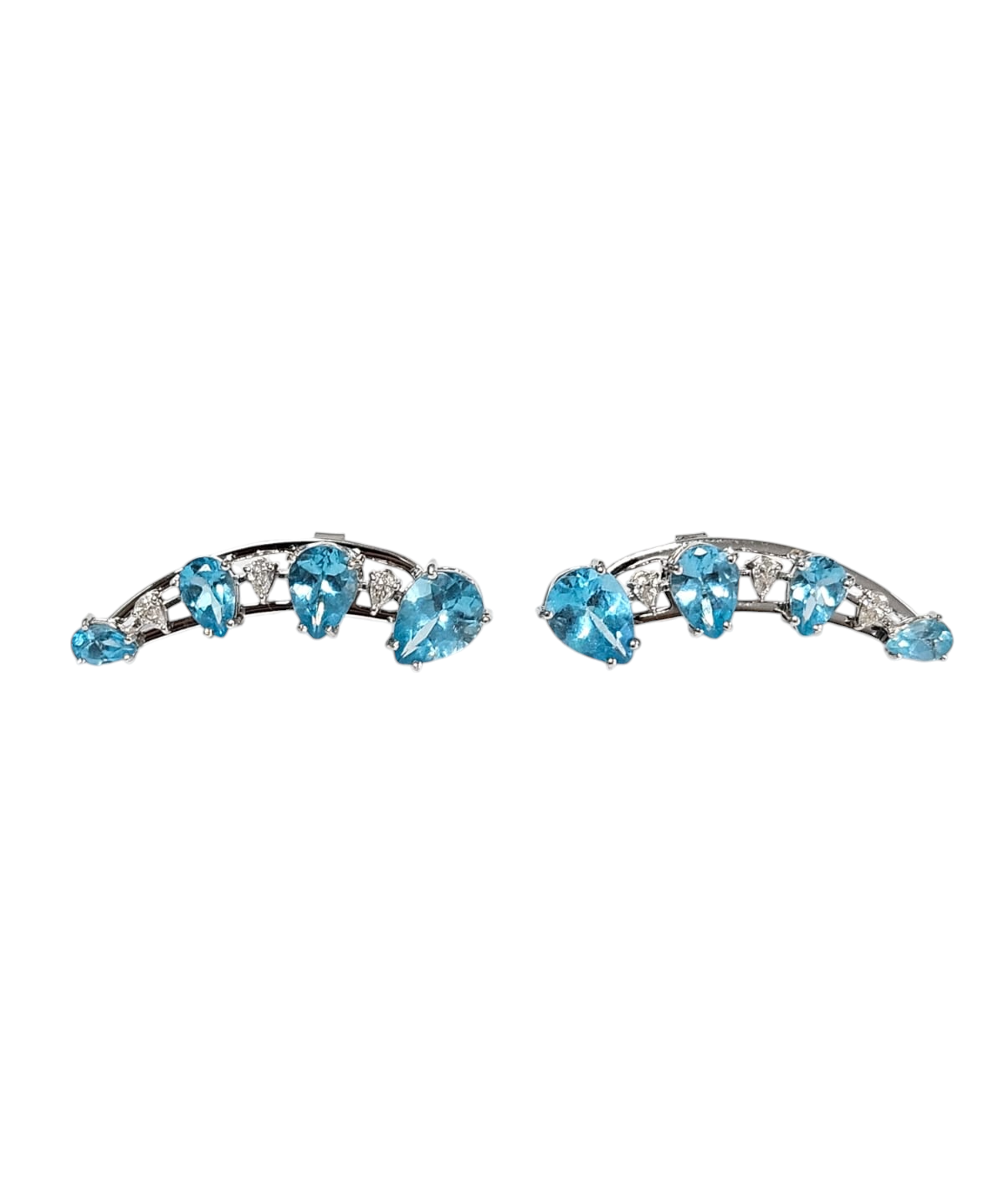 5.01 Diamond Apatite 18K Gold Climber Earring