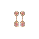 6.74ct Diamond Mother of Pearl Opal 14K Gold Drop Earrings
