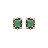 2.64ct Emerald Diamond 14K Gold Halo Earrings