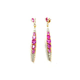 11.88ct Pink Sapphire Diamond 14K Gold Drop Earrings