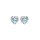 6.72ct Diamond Aquamarine 18K Gold Heart Halo Earring