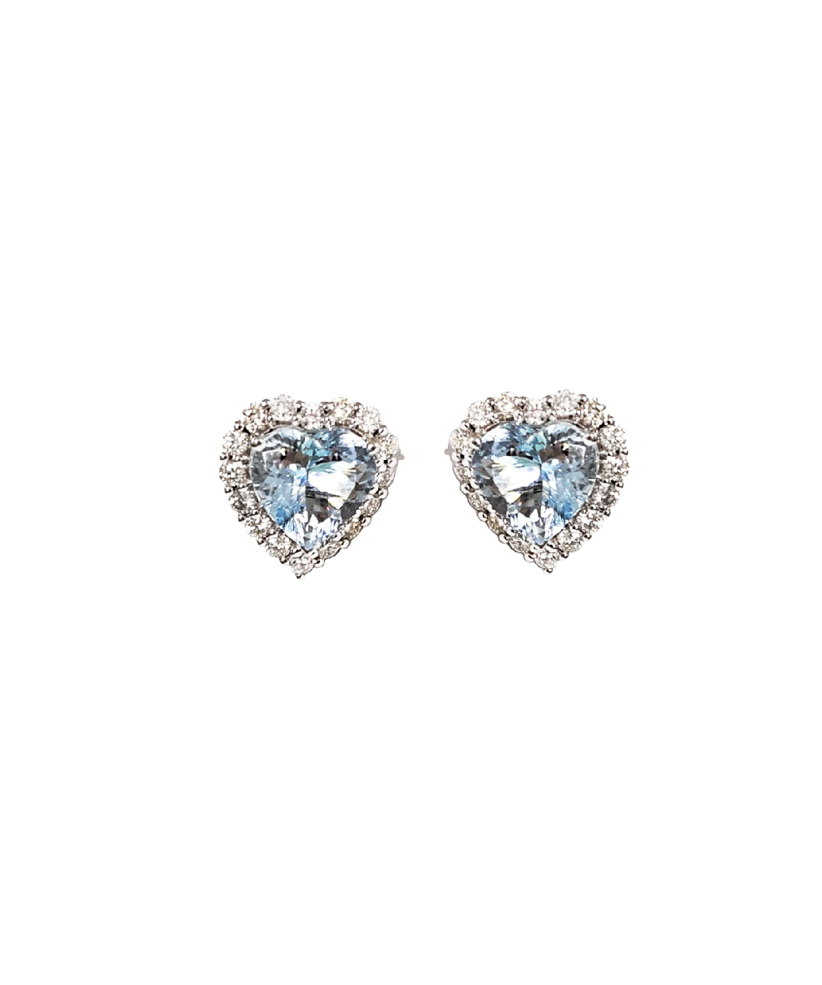 6.72ct Diamond Aquamarine 18K Gold Heart Halo Earring