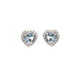 6.72ct Diamond Aquamarine 18K Gold Heart Halo Earring