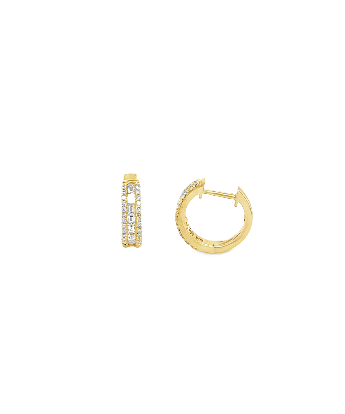 0.64ct Diamond 14K Gold Huggie Earrings