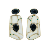 45.24ct Mother of Pearls Emerald Geode 18K Gold Dangle Drop Earrings