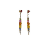 11.88ct Multi Sapphire Diamond 14K Gold Drop Earrings