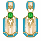 2.15ct Diamond Emerald Sapphire 18K Gold Earrings