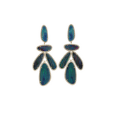 25.09ct Opal Diamond Dangle 14K Gold Earrings