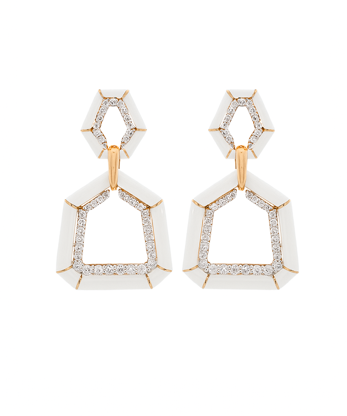 2.61ct Diamond 18K Gold Enamel Earrings