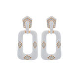 1.47ct Diamond 18K Gold Enamel Earrings