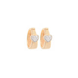 0.11ct Diamond 14K Gold Heart Grooved Earrings