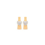 0.11ct Diamond 14K Gold Heart Grooved Earrings