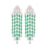 15.26ct Emerald Diamond 18K Gold Statement Earrings