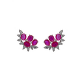 3.16ct Diamond Ruby 18K Gold Cluster Earrings