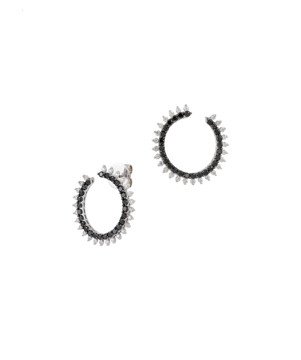 1.36ct Black Diamond 18K Gold Cluster Earrings