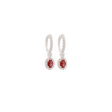 1.62ct Diamond Ruby 18K Gold Halo Dangle Drop Earrings