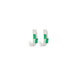 0.75ct Diamond Emerald 14K Gold Half Hoop Earrings