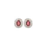 2.55ct Diamond Ruby Platinum Halo Stud Earrings