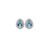1.64ct Aquamarine Diamond Platinum Pear Halo Stud Earrings