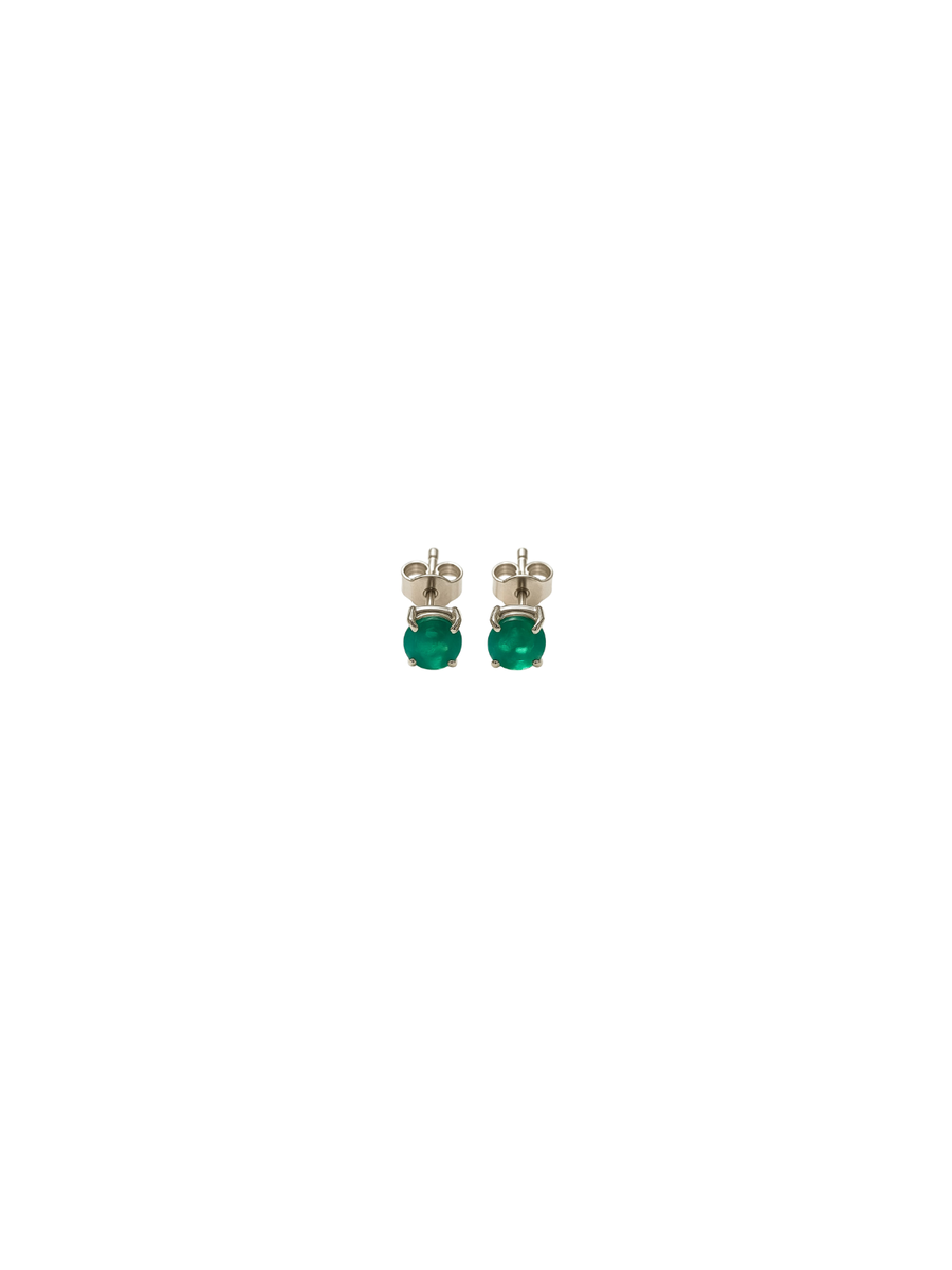 0.93ct Emerald 14K Gold Round Stud Earrings