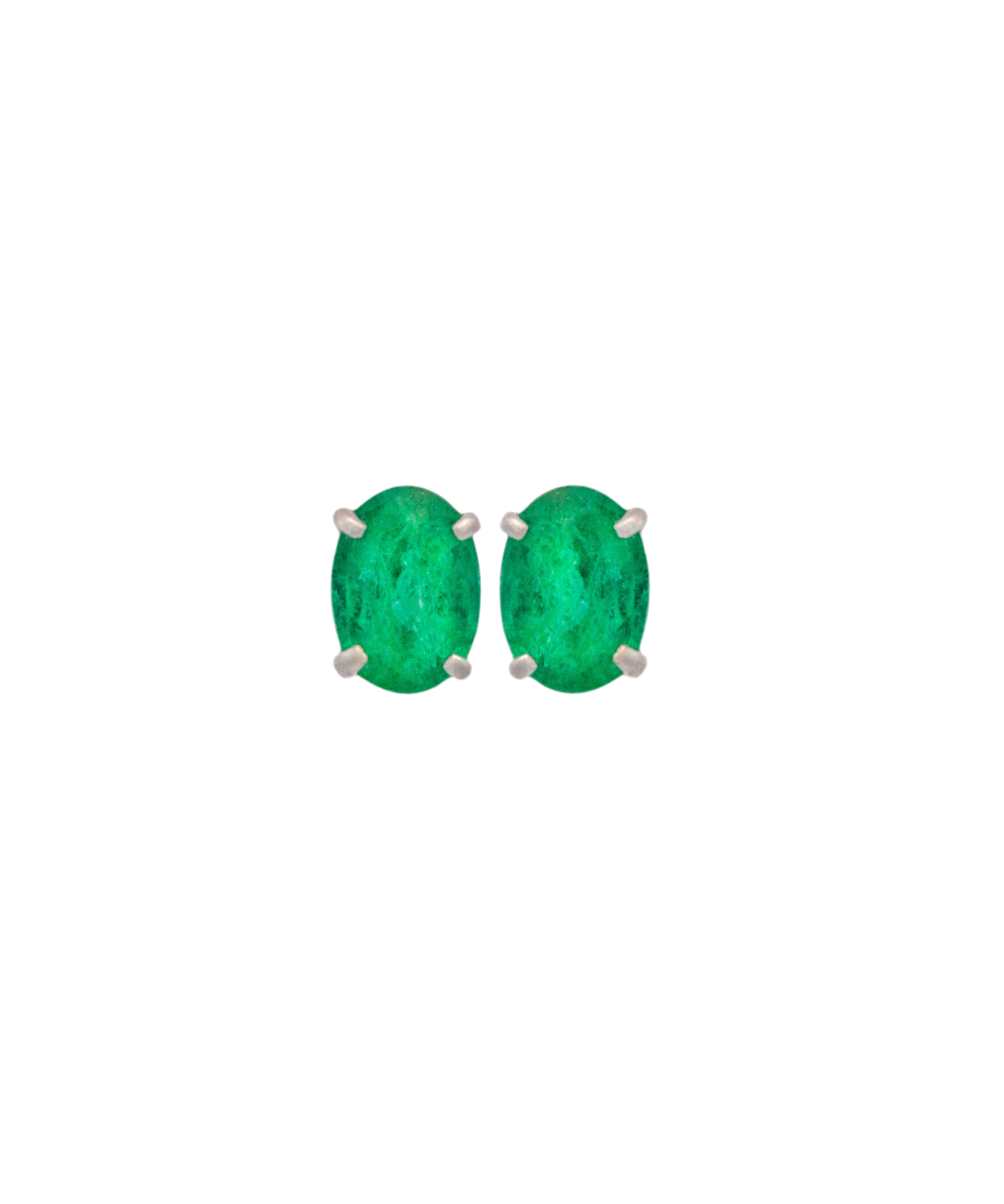 1.61ct Emerald 14K Gold Oval Stud Earrings