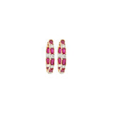 5.20ct Diamond Ruby 14K Gold Inside Outside Hoop Earrings
