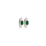 1.40ct Diamond Emerald 14K Gold Hoop Earring
