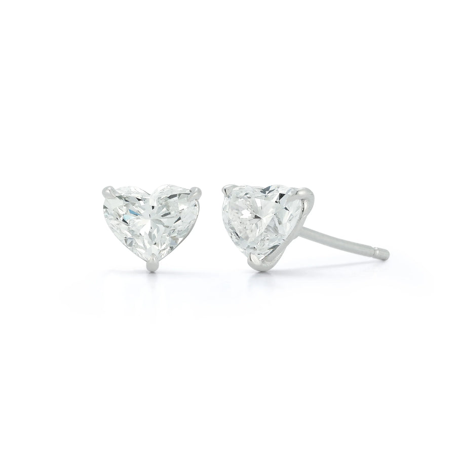 GIA 2.02ct Diamond 18K Gold Heart Shaped Stud Earrings