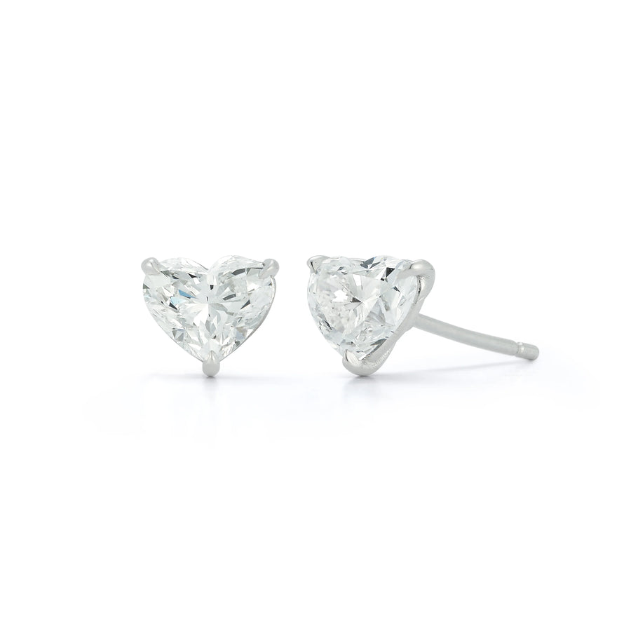 GIA 3.01ct Diamond 18K Gold Heart Shaped Stud Earrings