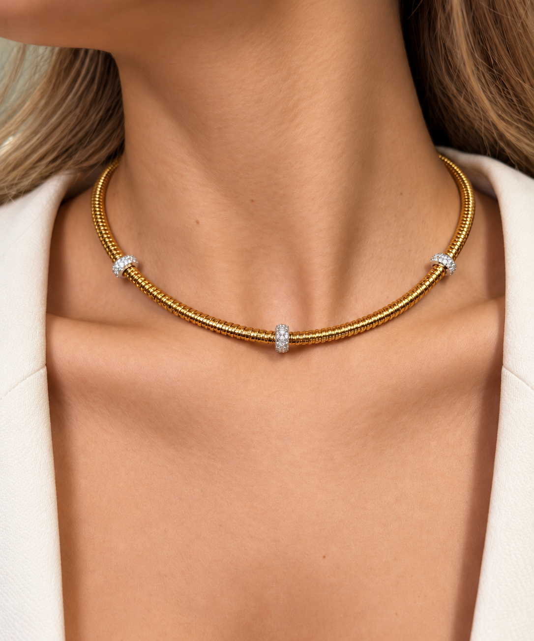 0.78ct Diamond 18K Italian Gold Multi Station Necklace