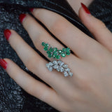 3.42ct Diamond Emerald 18K Gold Bypass Ring