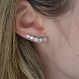 2.66ct Diamond 18K Gold Statement Climber Earrings
