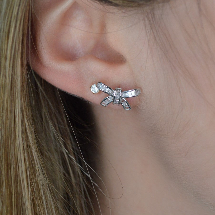 0.42ct Diamond 18K Gold Bow Stud Earrings