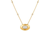 0.42ct Diamond 14K Gold Button Pendant Chain Necklace