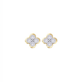 1.53ct Diamond 14K Gold Flower Stud Bezel Earrings