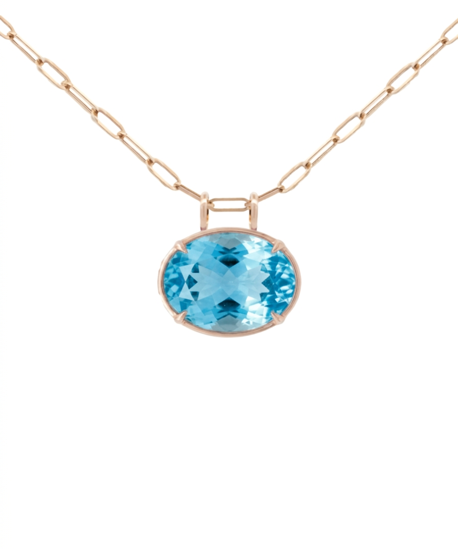 31.08ct Sky Blue Topaz 18K Gold Oval Pendant