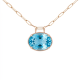 31.08ct Sky Blue Topaz 18K Gold Oval Pendant