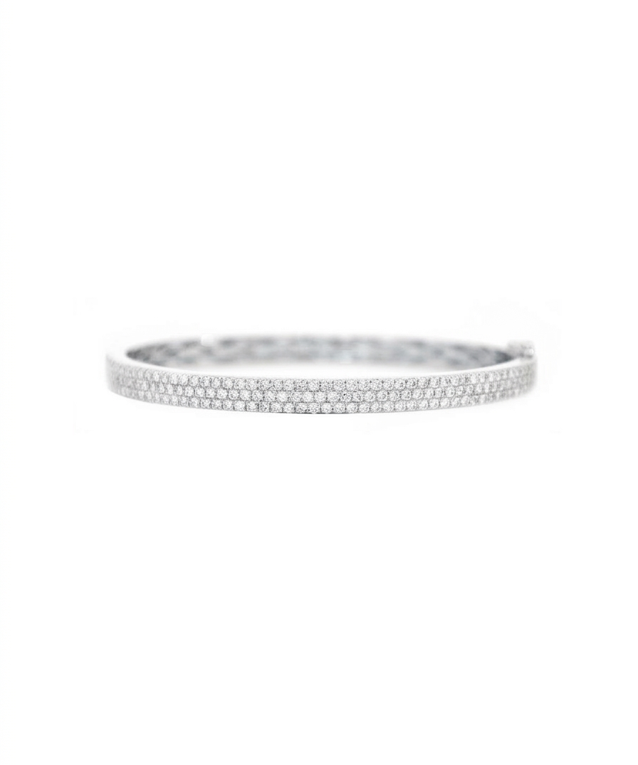 1.80ct Diamond 18K Gold Pave Bangle Bracelet
