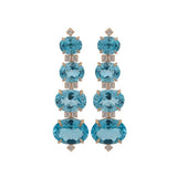 52.858ct Sky Blue Topaz Brown Diamond 18K Earrings