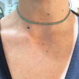 3.85ct Emerald 18K Gold Choker Tennis Necklace
