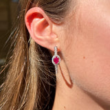 2.42ct Diamond Ruby 18K Gold Hoop Earrings