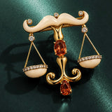 Libra 3.93ct White Opal Tourmaline 18K Gold Brooch