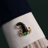 Scorpio 9.05ct Black Onyx Emerald 18K Gold Brooch