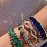 45.76ct Diamond Tanzanite 18K Gold Statement Tennis Bracelet