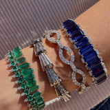 45.76ct Diamond Tanzanite 18K Gold Statement Tennis Bracelet