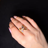 2.77ct Diamond Multi Gemstone 14K Gold Crossover Ring