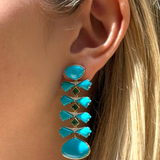 41.73ct Turquoise Diamond 18K Gold Statement Earrings