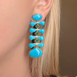 41.73ct Turquoise Diamond 18K Gold Statement Earrings