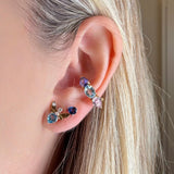 1.25ct Diamond Blue Topaz 14K Gold Fly Stud Earrings